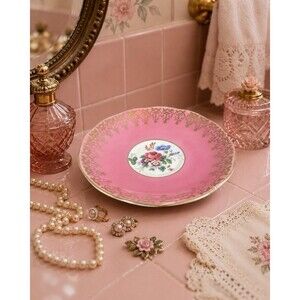 Vintage Royal Albert Pink Bone China Trinket Dish Jewelry Holder Floral England